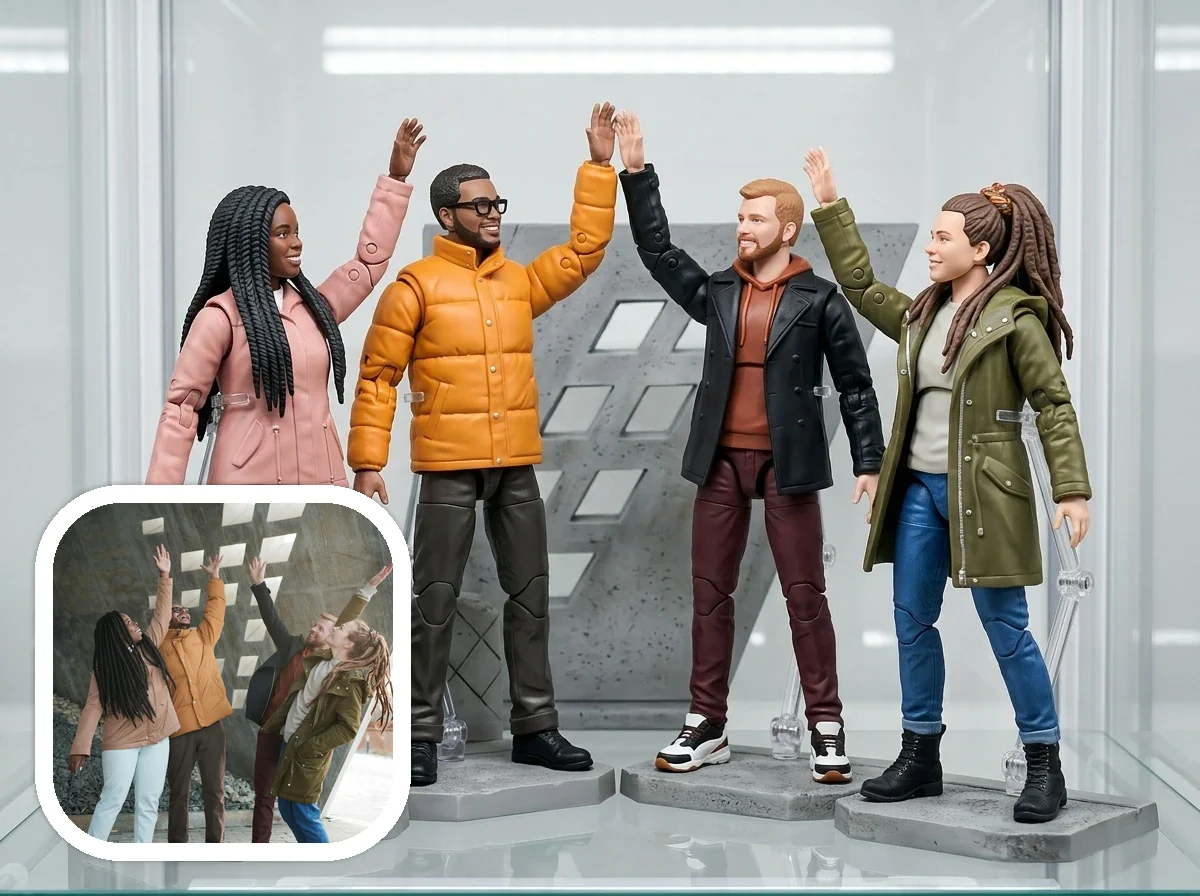 Action Figure friends team set before and after example