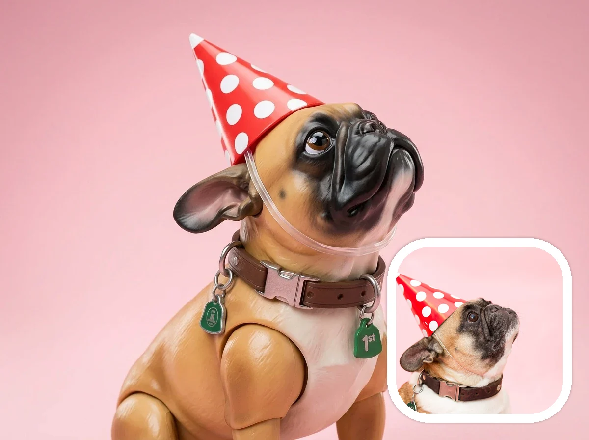 Action Figure pet companion before and after example