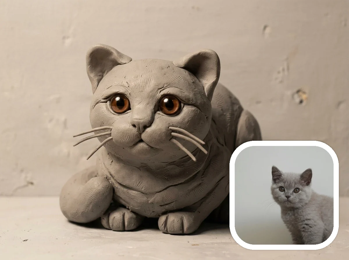 Claymation Style pet companion before and after example
