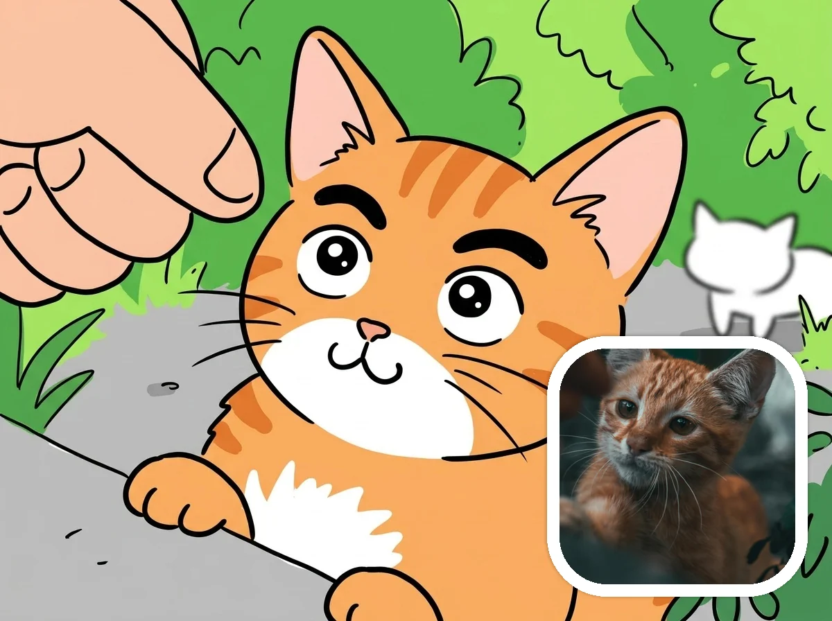 Crayon Shin-chan Style pet companion before and after example