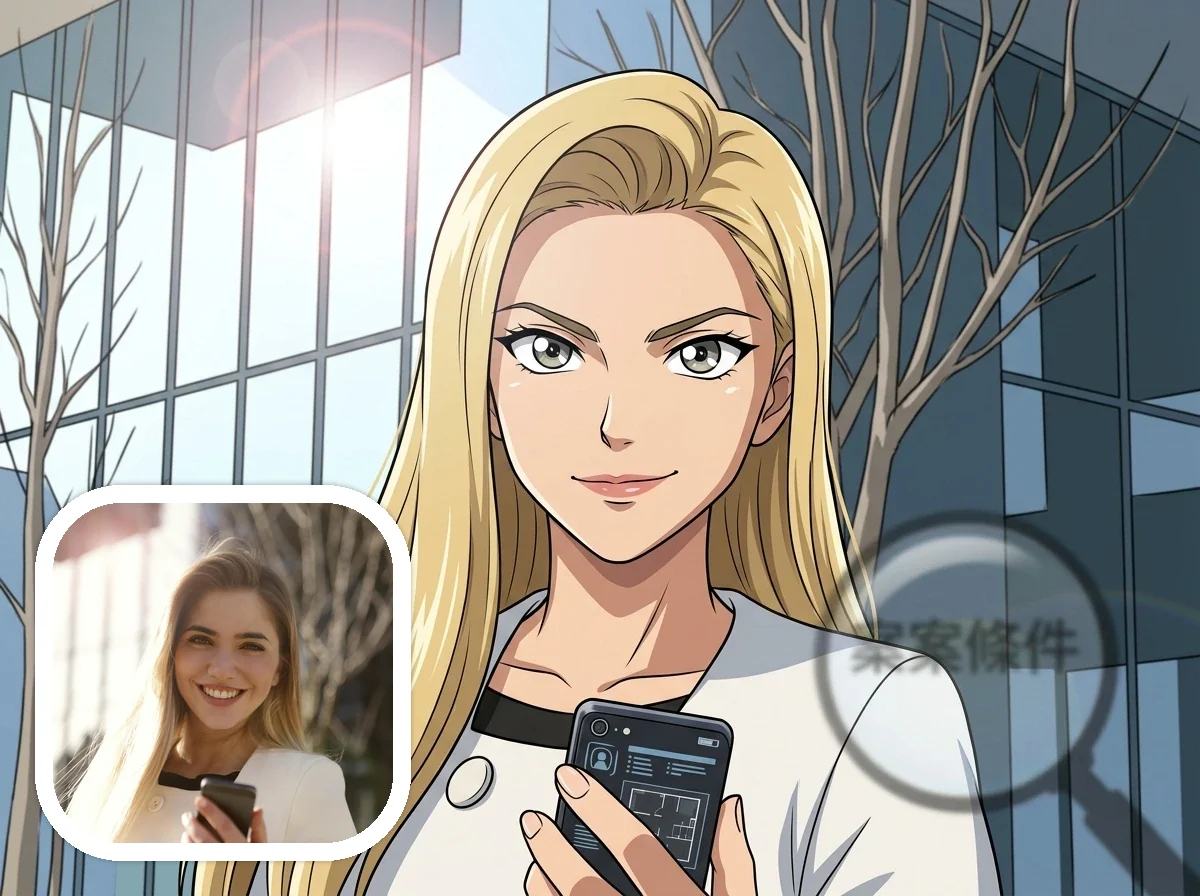 Detective Conan Style portrait before and after example