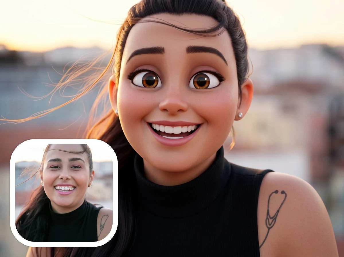 DreamWorks Style character portrait before and after example