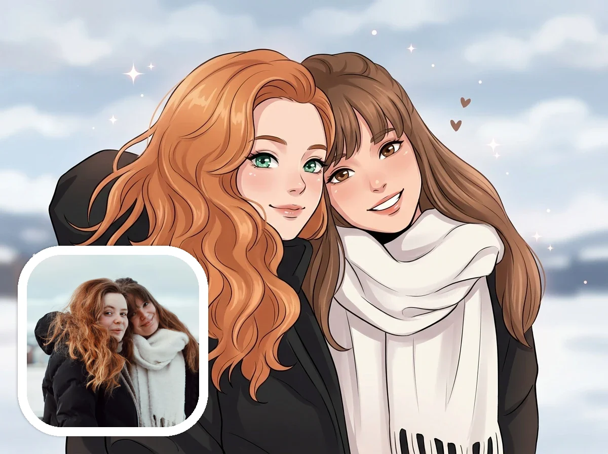 Korean Manhwa friends before and after example