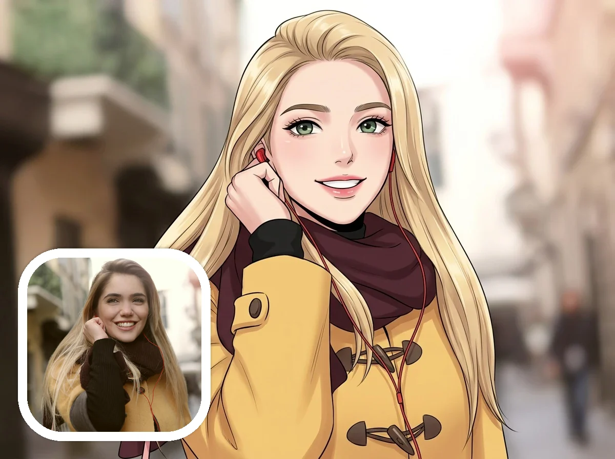 Korean Manhwa portrait before and after example
