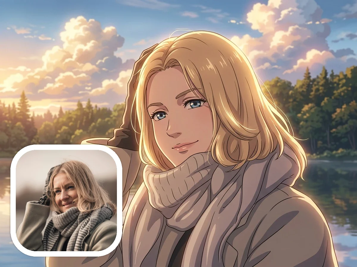 Makoto Shinkai Style portrait before and after example