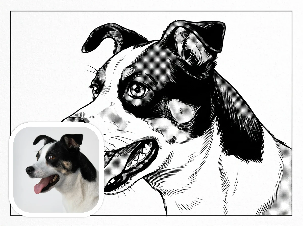 Manga Style pet companion before and after example