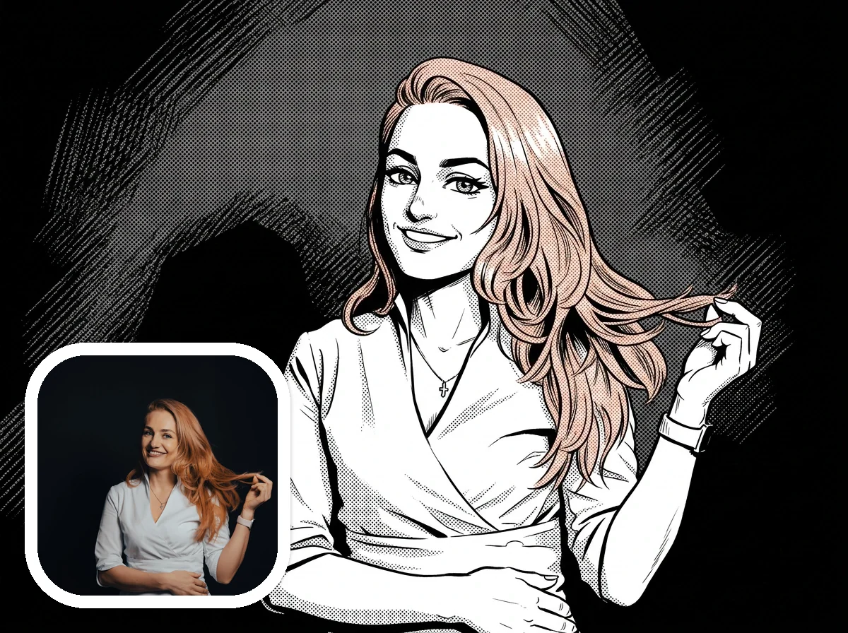 Manga Style character portrait before and after example