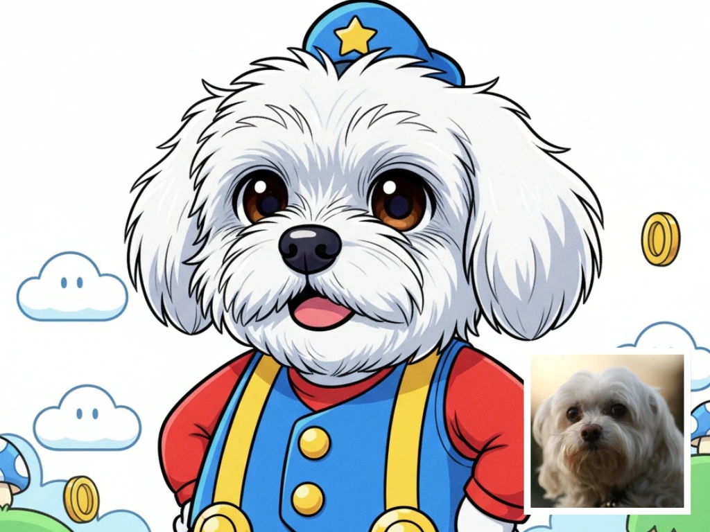 Pet placeholder for mario-inspired anime style use case