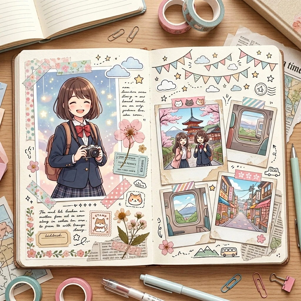 Photo to Scrapbook / Journal Anime style example